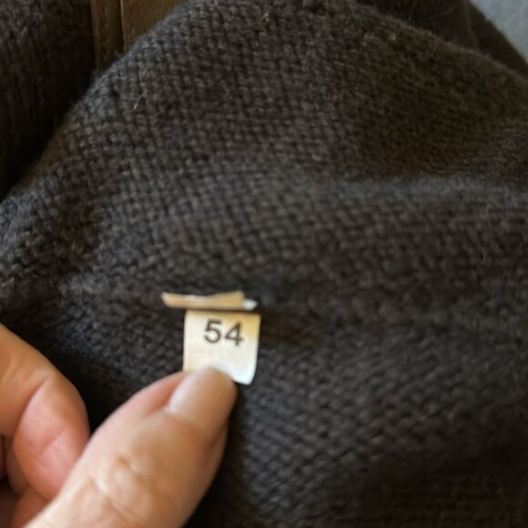 Gran Sasso Mens Wool Knit Jacket Sweater Trimmed in Genuine Leather. Size 54 IT. - Picture 8 of 9
